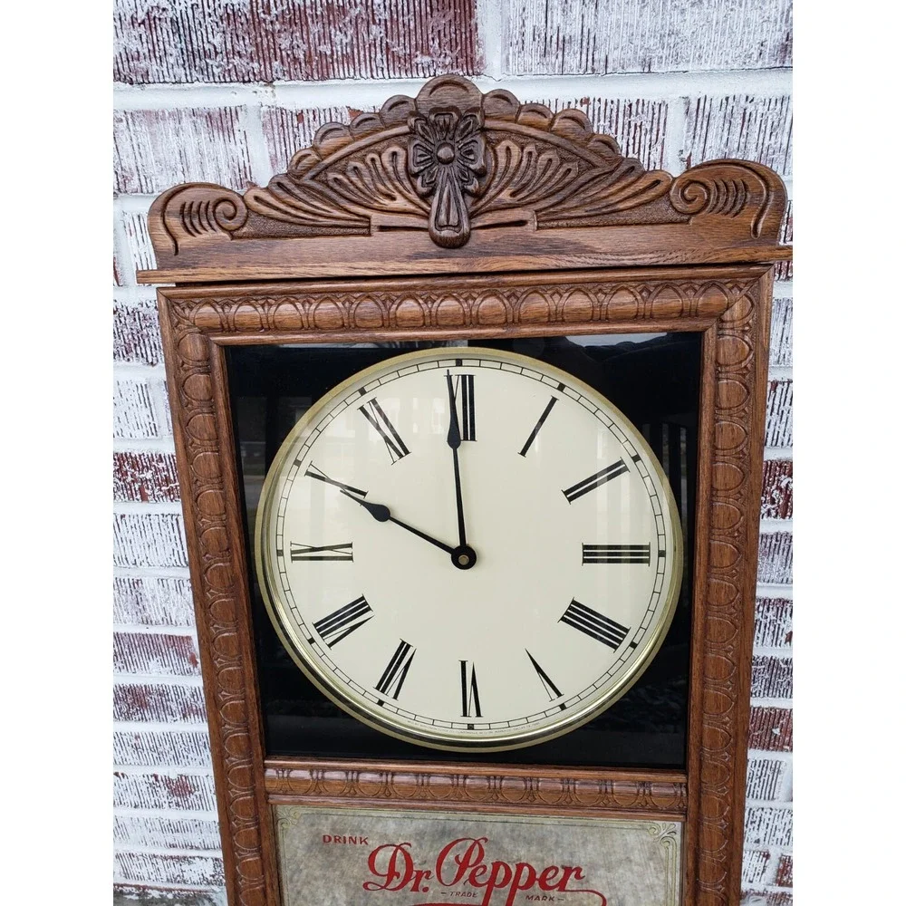 HUGE Vintage Dr. Pepper‎ Wooden Wall Clock - NEVER DISPLAYED!  Soda Advertising